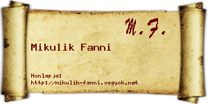 Mikulik Fanni névjegykártya